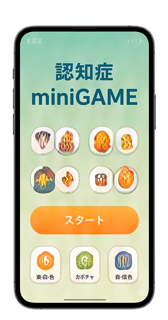認知症miniGAMEアプリの操作画面